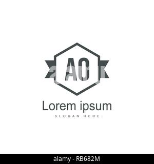 AO Letters Logo Design. Simple and Creative Black Letter Concept Illustration. Stock Vector