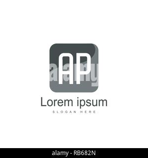 AP Letters Logo Design. Simple and Creative Black Letter Concept Illustration. Stock Vector