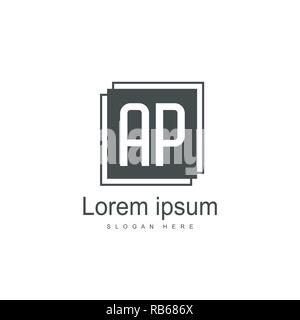 AP Letters Logo Design. Simple and Creative Black Letter Concept Illustration. Stock Vector