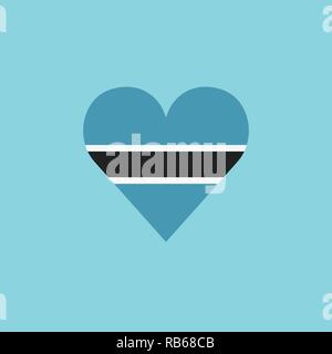 Botswana flag icon in a heart shape in flat design. Independence day or National day holiday concept. Stock Vector