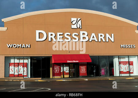 A logo sign outside of a DressBarn retail store in Wilkes Barre