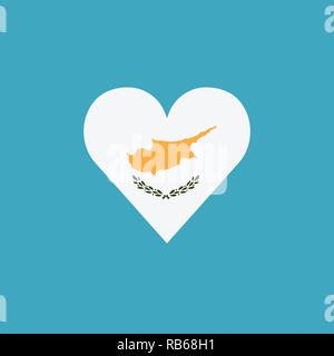 Cyprus flag icon in a heart shape in flat design. Independence day or National day holiday concept. Stock Vector