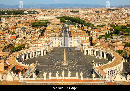 View from St. Peter's Basilica.St. Peter's Square, Piazza San Pietro in Vatican City. Italy. Stock Photo