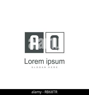 AQ Letters Logo Design. Simple and Creative Black Letter Concept Illustration. Stock Vector