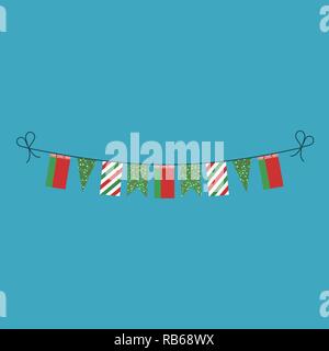 Decorations bunting flags for Belarus national day holiday in flat design. Independence day or National day holiday concept. Stock Vector
