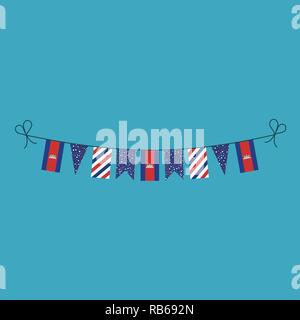 Decorations bunting flags for Cambodia national day holiday in flat design. Independence day or National day holiday concept. Stock Vector