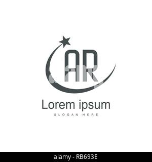 AR Letters Logo Design. Simple and Creative Black Letter Concept Illustration. Stock Vector