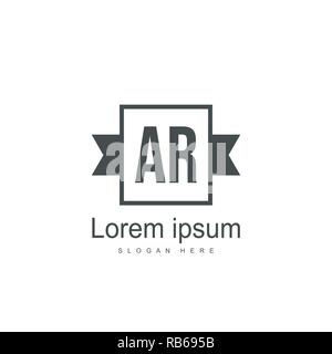 AR Letters Logo Design. Simple and Creative Black Letter Concept Illustration. Stock Vector