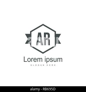AR Letters Logo Design. Simple and Creative Black Letter Concept Illustration. Stock Vector