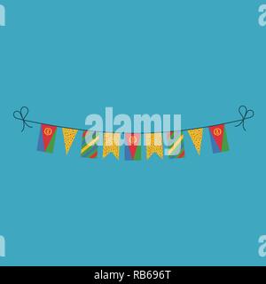 Decorations bunting flags for Eritrea national day holiday in flat design. Independence day or National day holiday concept. Stock Vector