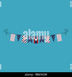 Decorations bunting flags for Laos national day holiday in flat design. Independence day or National day holiday concept. Stock Vector