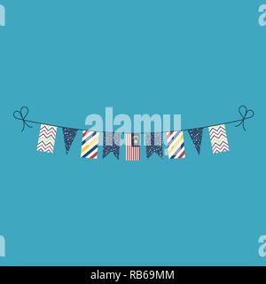 Decorations bunting flags for Malaysia national day holiday in flat design. Independence day or National day holiday concept. Stock Vector
