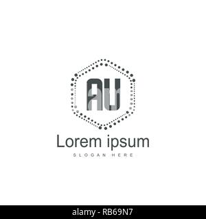 AU Letters Logo Design. Simple and Creative Black Letter Concept Illustration. Stock Vector