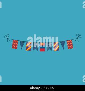 Decorations bunting flags for Mongolia national day holiday in flat design. Independence day or National day holiday concept. Stock Vector