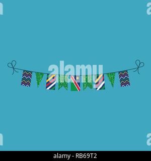 Decorations bunting flags for Namibia national day holiday in flat design. Independence day or National day holiday concept. Stock Vector
