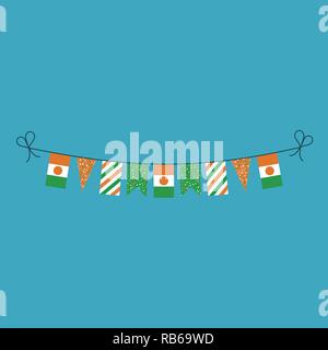 Decorations bunting flags for Niger national day holiday in flat design. Independence day or National day holiday concept. Stock Vector