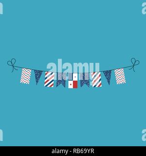 Decorations bunting flags for Panama national day holiday in flat design. Independence day or National day holiday concept. Stock Vector
