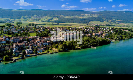 Aerial photo from Grandson, Switzerland Stock Photo