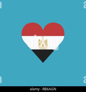 Egypt flag icon in a heart shape in flat design. Independence day or National day holiday concept. Stock Vector