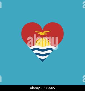 Kiribati flag icon in a heart shape in flat design. Independence day or National day holiday concept. Stock Vector