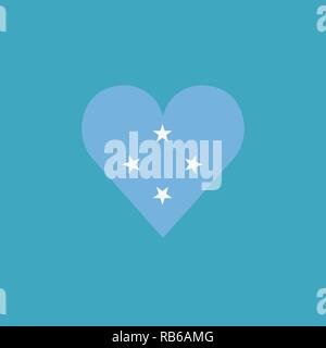 Micronesia flag icon in a heart shape in flat design. Independence day or National day holiday concept. Stock Vector