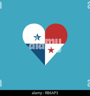Panama flag icon in a heart shape in flat design. Independence day or National day holiday concept. Stock Vector