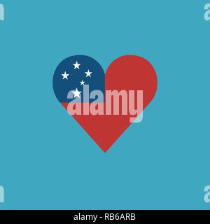 Samoa flag icon in a heart shape in flat design. Independence day or National day holiday concept. Stock Vector