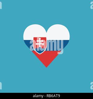 Slovakia flag icon in a heart shape in flat design. Independence day or National day holiday concept. Stock Vector