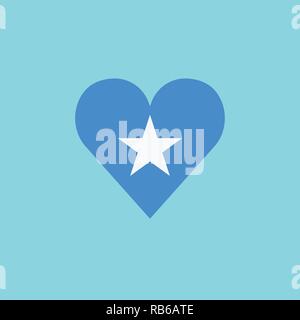 Somalia flag icon in a heart shape in flat design. Independence day or National day holiday concept. Stock Vector