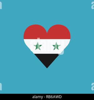 Syria flag icon in a heart shape in flat design. Independence day or National day holiday concept. Stock Vector