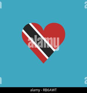 Trinidad and Tobago flag icon in a heart shape in flat design. Independence day or National day holiday concept. Stock Vector