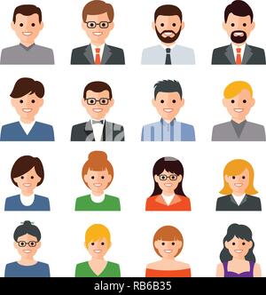 vector set of people icons. business person flat illustration. man and woman symbols. people avatar collection isolated on white background Stock Vector