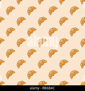vector croissant seamless background pattern. croissant icons, french food  breakfast pastry symbol. croissant bakery design Stock Vector