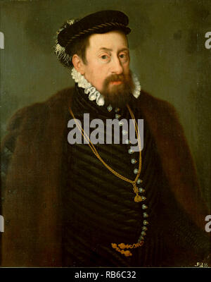 Maximilian II (1527 – 1576), a member of the Austrian House of Habsburg, Holy Roman Emperor, King of Bohemia in Prague on 14 May 1562 and elected King of Germany (King of the Romans) on 24 November 1562. On 8 September 1563 he was crowned King of Hungary and Croatia, he succeeded his father Ferdinand I as ruler of the Holy Roman Empire Stock Photo