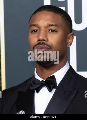 Michael B. Jordan attends the 76th Annual Golden Globe Awards, Golden Globes, at Hotel Beverly Hilton in Beverly Hills, Los Angeles, USA, on 06 January 2019. | usage worldwide Stock Photo