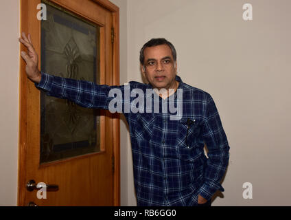 Mumbai, India. 7th Jan, 2019. Actor Paresh Rawal seen during the promotion of his upcoming film 'URI:The Surgical Strike' at Sun and Sand Hotel, Juhu in Mumbai. The film is based on the true events of 2016, when Indian Army avenged a deadly terrorist attack by carrying out a surgical strike. Credit: Azhar Khan/SOPA Images/ZUMA Wire/Alamy Live News Stock Photo