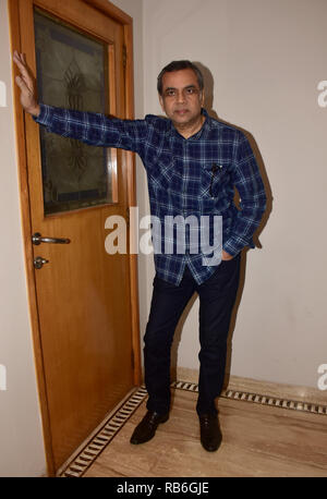 Mumbai, India. 7th Jan, 2019. Actor Paresh Rawal seen during the promotion of his upcoming film 'URI:The Surgical Strike' at Sun and Sand Hotel, Juhu in Mumbai. The film is based on the true events of 2016, when Indian Army avenged a deadly terrorist attack by carrying out a surgical strike. Credit: Azhar Khan/SOPA Images/ZUMA Wire/Alamy Live News Stock Photo