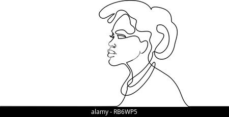 Continuous one line drawing. Abstract portrait of pretty young woman African ethnicitiy. Vector illustration Stock Vector