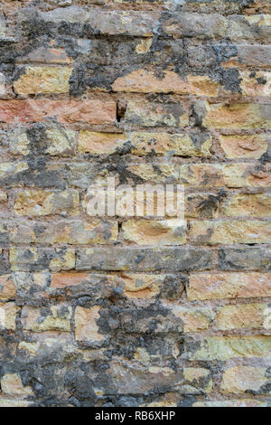Red Brick  wall. Mediterranean style. Aged wall. Concrete and bricks. Stock Photo