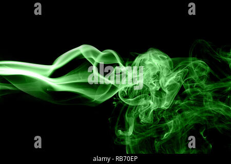 Green smoke on black background Stock Photo