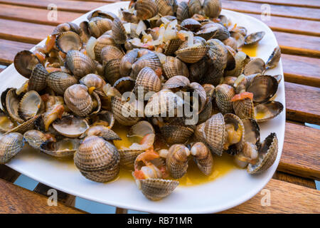 A plate of berberechos (cockles) Stock Photo