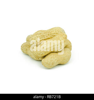 Arranged peanuts peeled and isolated on white background Stock Photo