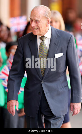 The Duke of Edinburgh, arrives at Slough, train station, Berkshire. Stock Photo