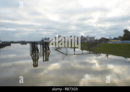 Mississippi River from the Bywater levee, New Orleans, Louisiana. Stock Photo