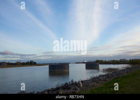 Mississippi River from the Bywater levee, New Orleans, Louisiana. Stock Photo