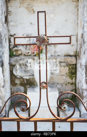 Wrought iron cross at St. Louis Cemetery, New Orleans, Louisiana. Stock Photo