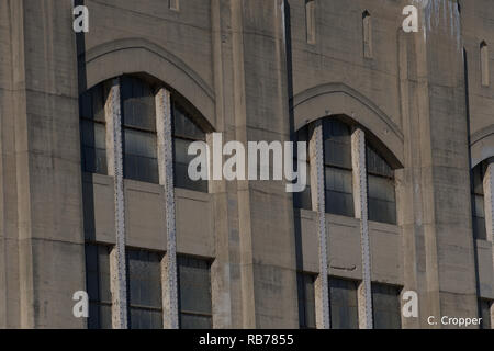 Closeup of concrete warehouse windows Stock Photo