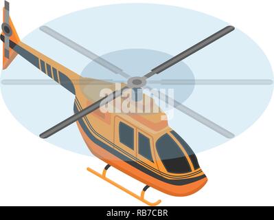 Orange helicopter icon, isometric style Stock Vector