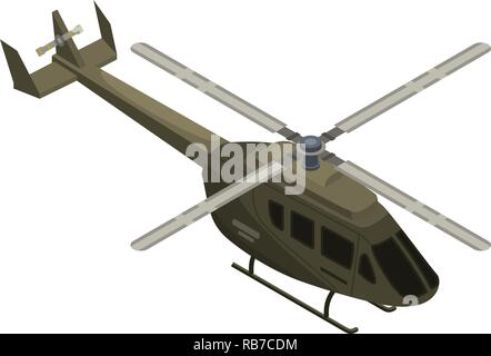 Military helicopter icon, isometric style Stock Vector