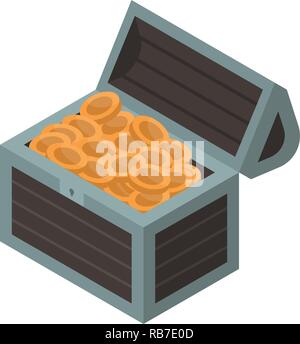 Open dower chest icon, isometric style Stock Vector